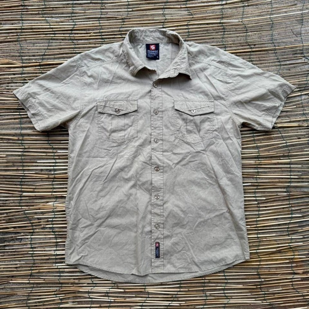 Southpole Y2K Utility Workwear‎ Shirt Khaki Beige Size Large Button Up